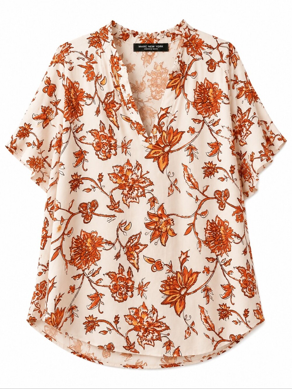 Marc New York Andrew Marc XL Cream Orange Floral Boho Tunic Top